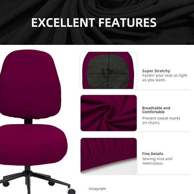 DIVA EN CAMINO DEC Stretchable Desk Office Chair Seat Covers - Universal Stretch Computer Chair Slipcover - Washable Rotating Backrest Coverings & Cushion Protectors for Dogs, Cats, Pets、