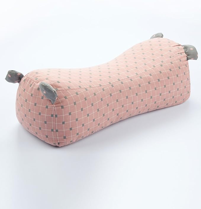 Adjustable Buckwheat Neck Pain Relief Pillow, Neck Roll Pillow for Sleeping, Customizable Firmness Round Neck Pillow, Cooling Support for Side and Back Sleepers, Pink 16"x6"