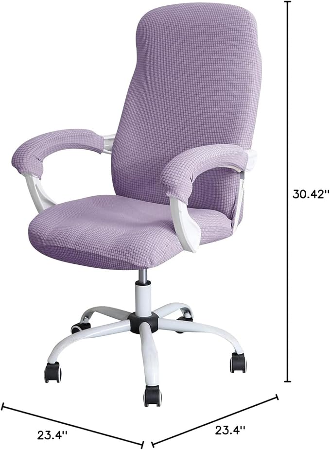 FORCHEER Office Chair Cover Water Repellent Jacquard Armrest Swivel Chair Slipcovers Removable Stretch Universal Computer Chair Cover L with Chair Arm Cover 2P-Purple