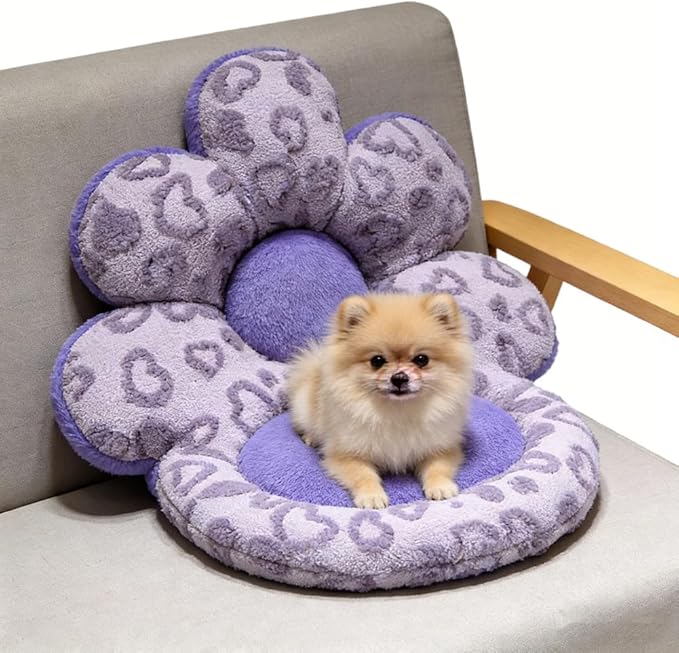 Flower Chair Cushion with Backrest Comfortable Office Chair Pad Student Dormitory Seat Cushion for Sedentary Group Home Decor (Purple, OneSize)