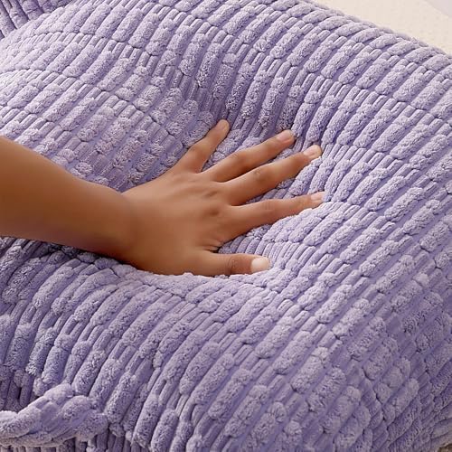 Large Reading Pillow for Sitting Up with Arms,Purple Corduroy
