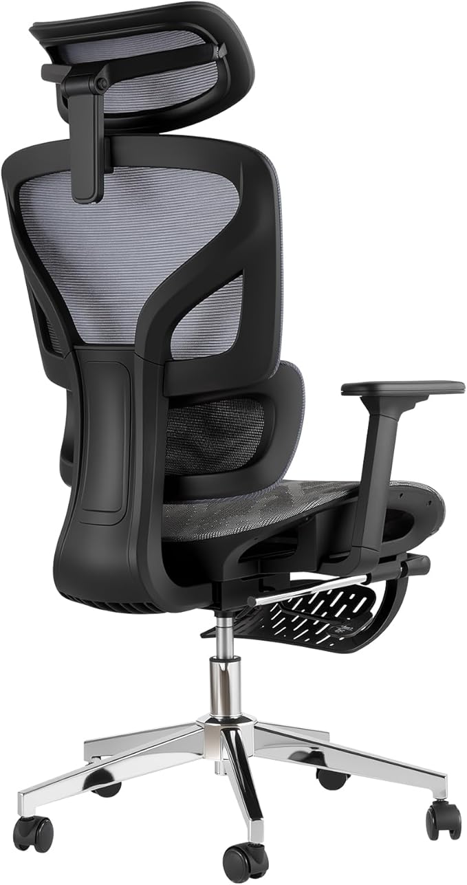 Ergonomic Office Chair with Breathable Mesh Back, High Back Support, 3D Adjustable Armrests, Smooth Rolling Wheels, and Foot Pad – Comfortable Desk Chair for Work, Study, or Gaming