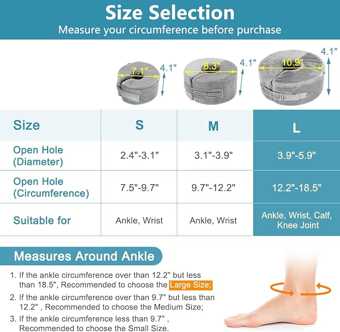 Foot Elevation Pillow Ankle Protector Heel for Pressure Sores Ulcer Cushion Foot Pillow Protectors Ankle for Bed Sore Feet Sleeping Pillow Elevated Foot Support Wedge Leg Elevator (Large, 1 PCS)