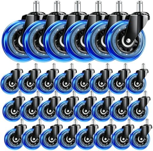 3 Inch Office Chair Wheels, Set of 30 (Blue)