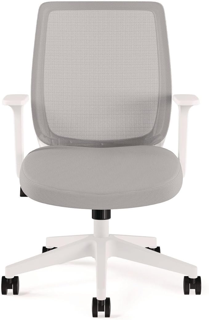 Alera Wessex Ergonomic Mesh Back Office Task Chair, Swivel Computer Desk Chair, Adjustable Seat Height, Supports Up to 275 lbs, White