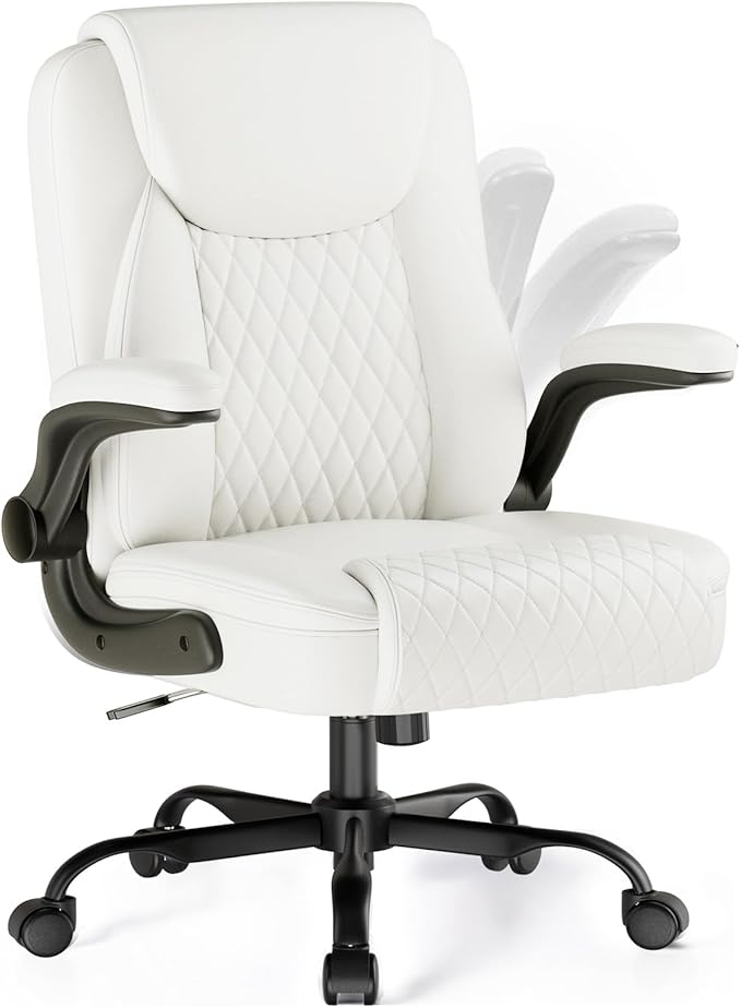 COMHOMA Leather Office Chair Ergonomic Computer Gaming Chair with Comfy Back Support, Executive Mid-Back,Small Gmaing Chair with Adjustable Armrests, for Short People Use, Rolling Swivel for Adults