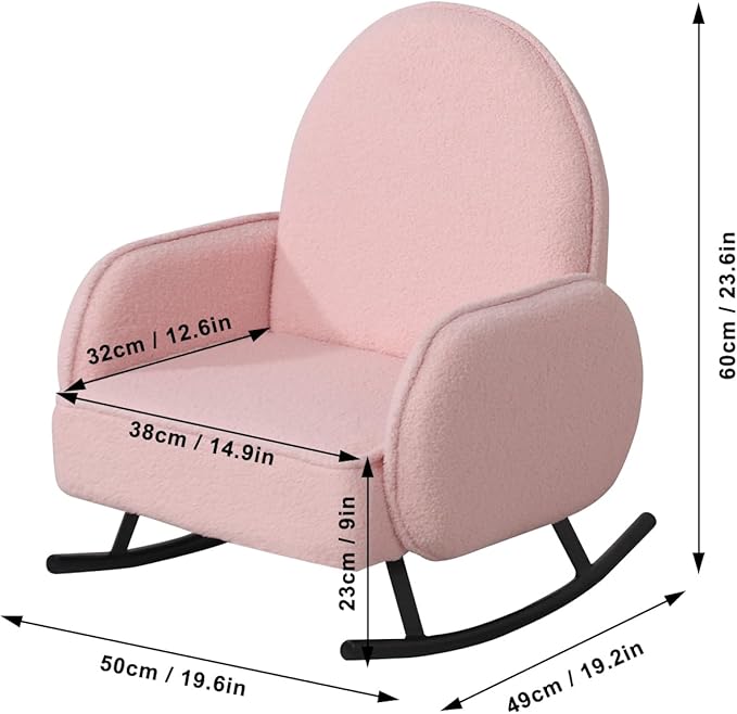 Baby Rocking Chair,Toddler Chair,Kids Chair,Kids Sofa, Shaky Metal Foot and Sherpa Fabric,Toddler Rocking Armchair for Boys and Girls Rest (Pink)