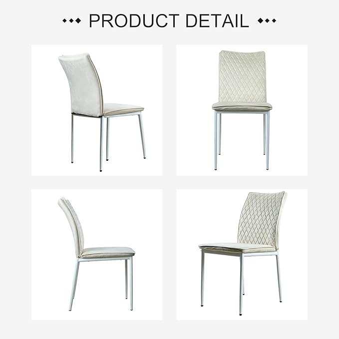 Lightdot Dining Chairs Set of 2, Accent Parsons Diner Chair Upholstered Fabric Stylish Kitchen Chairs with Metal Legs and Padded Seat for Dining Room, Vanity, Living Room, Bedroom Office,Beige