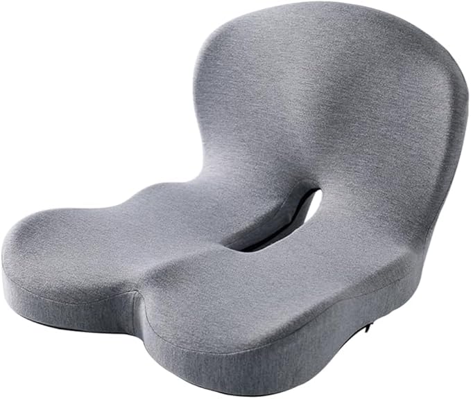 Orthopedic Memory Foam Car Seat Cushion for Sciatica & Back Pain Relief - Ergonomic Non-Slip Office Chair Cushion & Car Cushions for Long Driving with Lumbar Support, Universal Fit (Grey)
