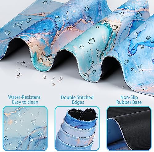 4 in1 Desk Mat Blue, Large Gaming Mouse Pad with Wrist Rest,