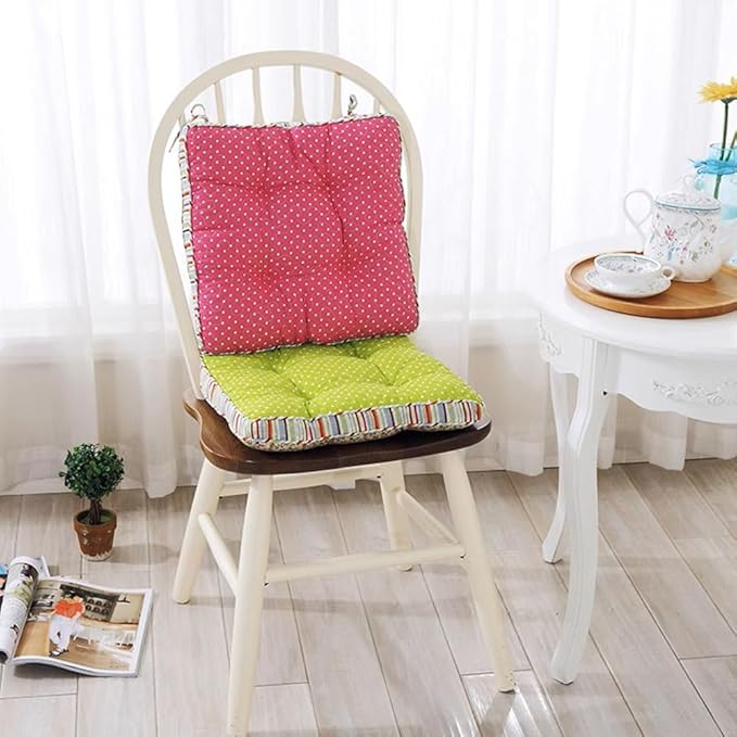 Boho Cotton Quilted Chair Cushion for Dining Chairs Non Slip Soft Comfortable Chair Pads with Ties Patchwork Printed Seat Cushion for Kitchen Chairs Office Chairs (Green,16"x16")