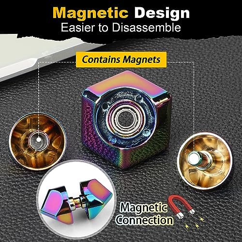 Dilabnba Infinity Cube Fidget Spinner Toy for Kid Adult, Metal EDC Fidget Block Figner Spinner 4 in 1 Focus Spinning Toy, Cool Sensory Desk Gadget Stress Relief Gift for Boy Girl Teen Men (Rainbow)