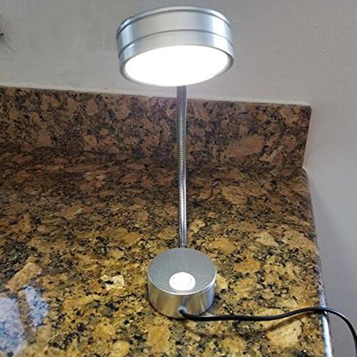 5W Wall Mounted Reading Light Flexible Gooseneck LED Sconce Lamp with Plug & Switch for Bedroom, Office, Workbench, Studio (03 Silver Cool)