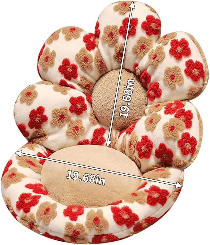 Flower Chair Cushion with Backrest Comfortable Office Chair Pad Student Dormitory Seat Cushion for Sedentary Group Home Decor
