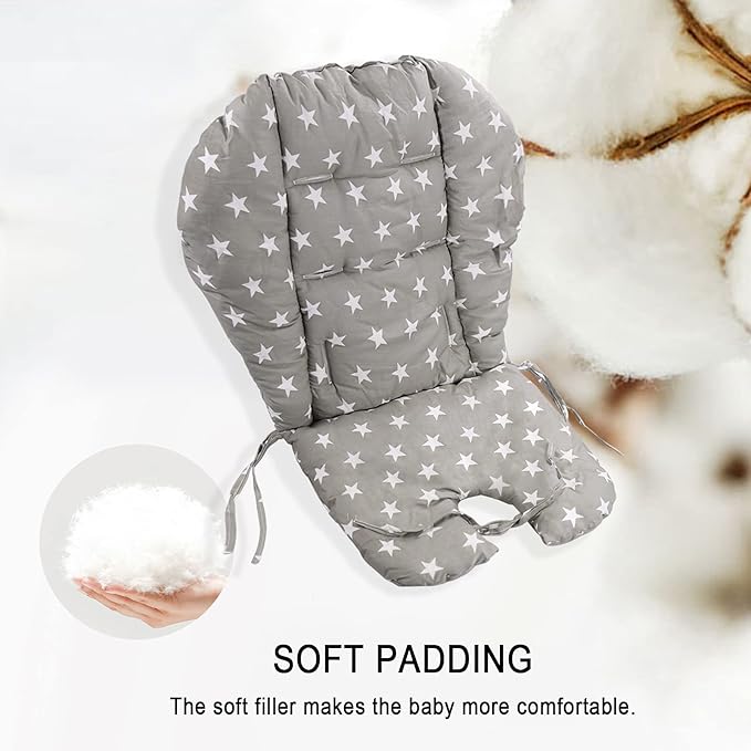 Kocpudu High Chair Pad,high Chair Cushion/seat Cushion/high Chair Cushion Cover,Soft and Comfortable,Light and Breathable, Cute Patterns,Suitable for Most High Chairs,Baby Dining Chairs (Gray)