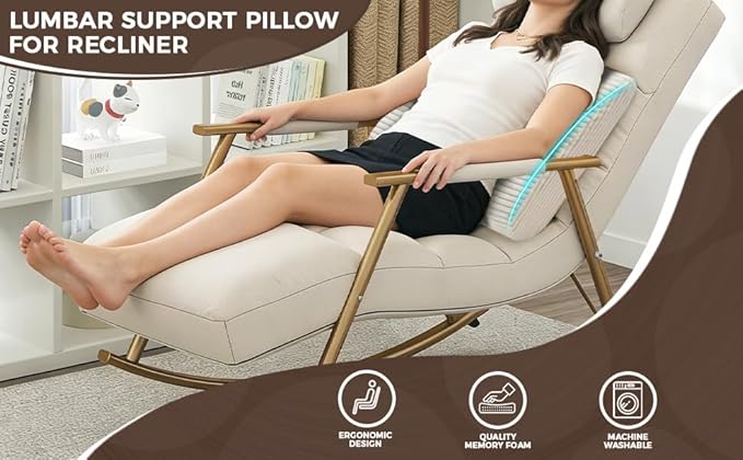Large Lumbar Cushion Lumbar Support Pillow, Ergonomic Lumbar Pillow with Machine Washable, Help Relieve Pain of Back, Lumbar, Tailbone and Sciatic Nerve Support. (Beige)