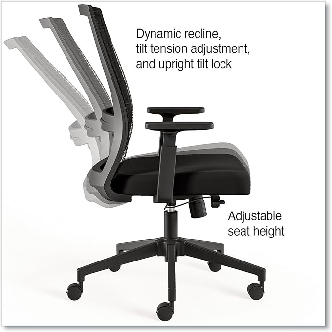 Alera Ashdale Ergonomic Swivel Office Chair, Mesh Back Task Chair, Adjustable Seat and Arm Height, Supports Up to 275 lb, Black