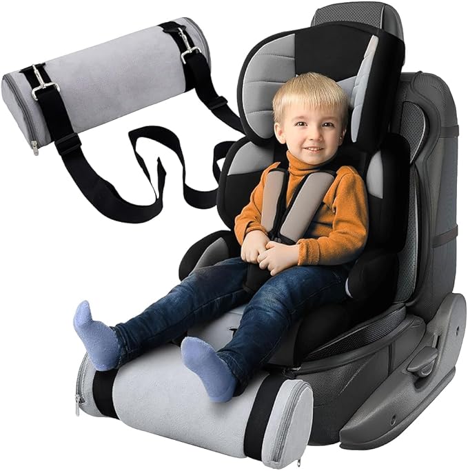 Car Seat Footrest for Children, Strap-On Car Seat Leg Support Pad, Footrest for Children Ideal for Long Road Trips, Car Seat Footrest for Children—(Gray)