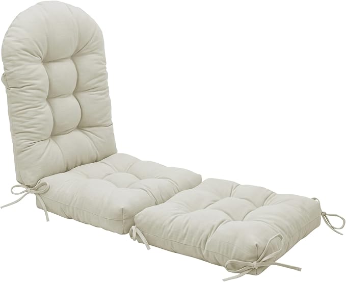 Rocking Chair Cushion Set - Soft Chenille 2-Piece Seat & Ottoman Pad, Tufted Non-Slip Design, High-Density Foam Nursery Glider Cushions, All-Season Indoor/Outdoor Rocker Comfort, Oyster White