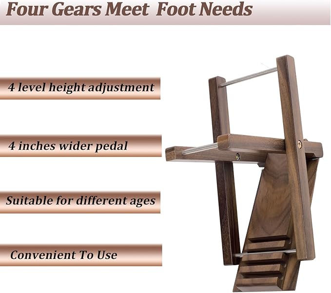 Muso Guitar Stool Foot Rest, Adjustable Foot Stool Folded Wooden Pedal,Pedicure Foot Stool Footrest 4 Level Suitable for Guitar (America Black Walnut)