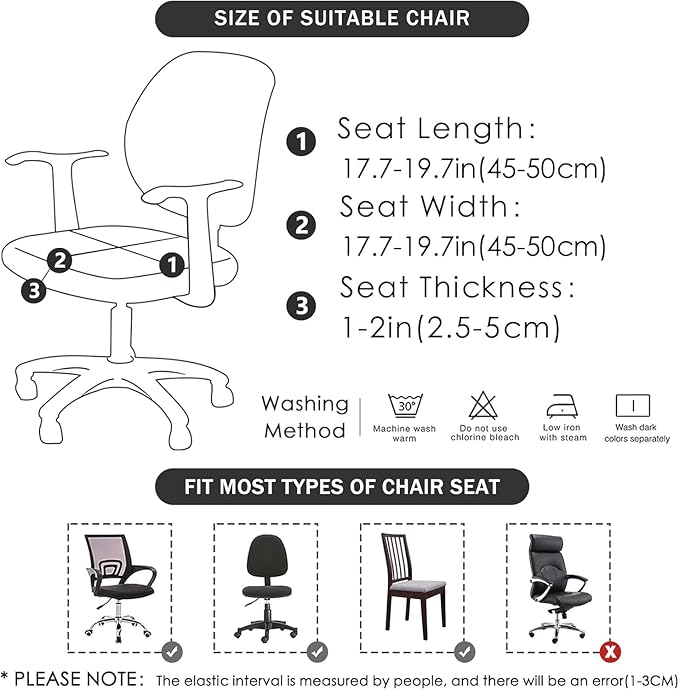 FORCHEER Waterproof Office Chair Seat Cover 20x20 1 Piece Strechable Jacquard Mesh Office Chair Seat Slipcover for Desk Chair Washable Replacement