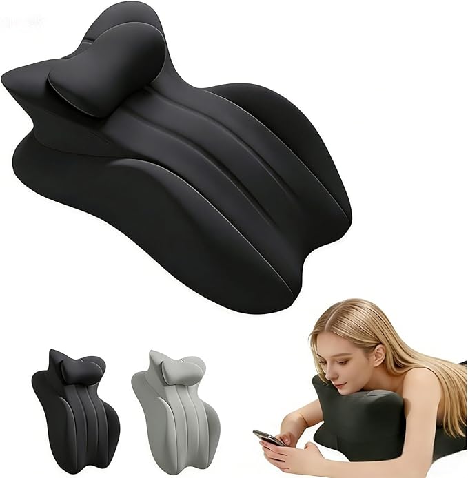 27°Ergonomic Contour Pillow-Memory Foam Back Support for Reading,Bed Rest&Post Surgery Recovery,Lumbar & Neck Pain Relief Cushion