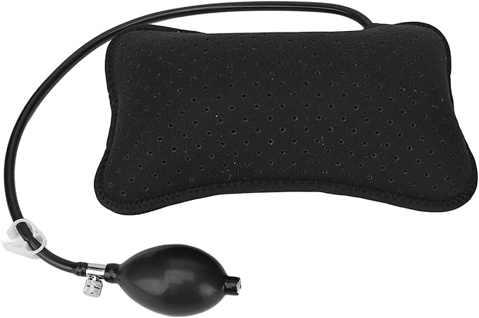 Inflatable Lumbar Pillow, Lumbar Support Pillow Adjustable Lower Back Cushion for Car Office Chair Airplane Travel Black
