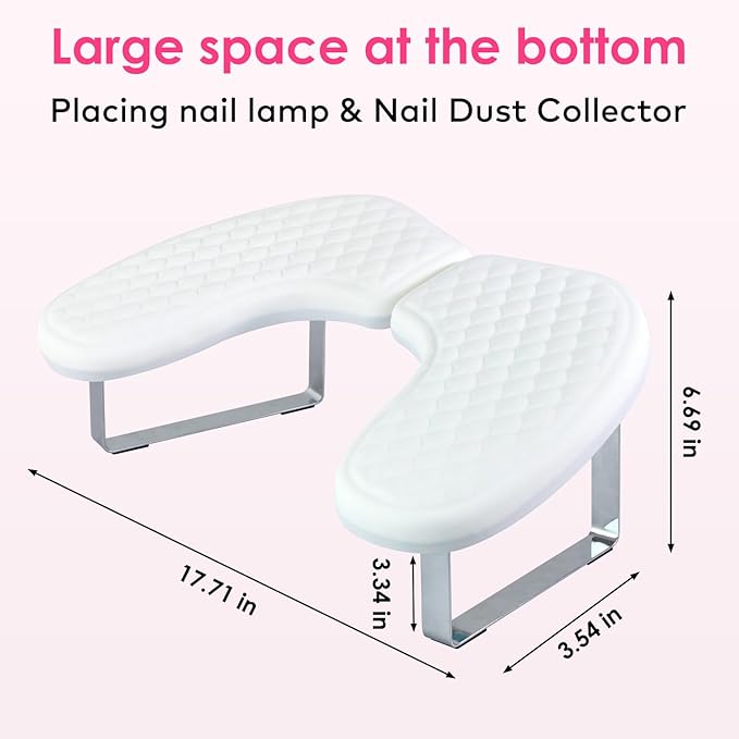Nail Arm Rest for Nails Tech, BORNBYME Update PU Leather Fish Pattern U-shaped Hand Nail Stand Rest for Manicure, White