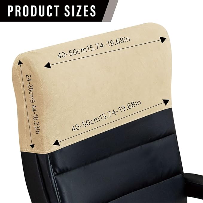 Stretch Office Chair Headrest Cover, Velvet Headrest Protector for Office Chairs, Head Rest Covers for High Back Computer Chairs, Furniture, Recliner Chair, 1 Pack, Dark Coffee