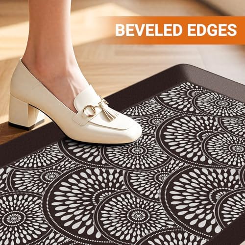 Mattitude 4/5 Inch Kitchen Mat, 17.3x39in Heavy Duty Ergonomic Comfort Foam Standing Desk Mat, Waterproof Non-Slip Standing Mats and Rugs for Kitchen, Office, Chocolate