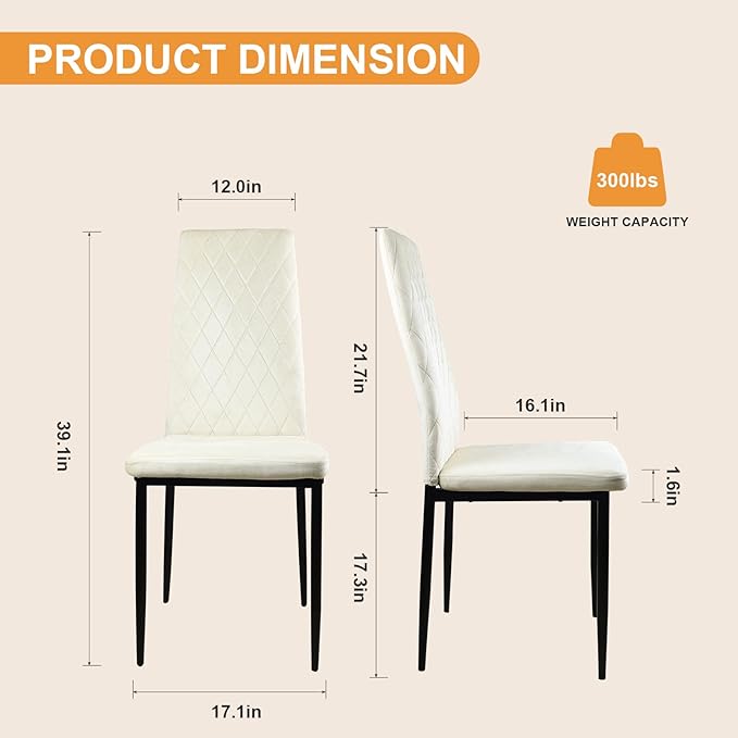 Lightdot Dining Chairs Set of 4, Moden Kitchen Table Chairs with Mental Legs and Padded Seat for Dining Room/Kitchen/Living Room/Restaurant, Beige