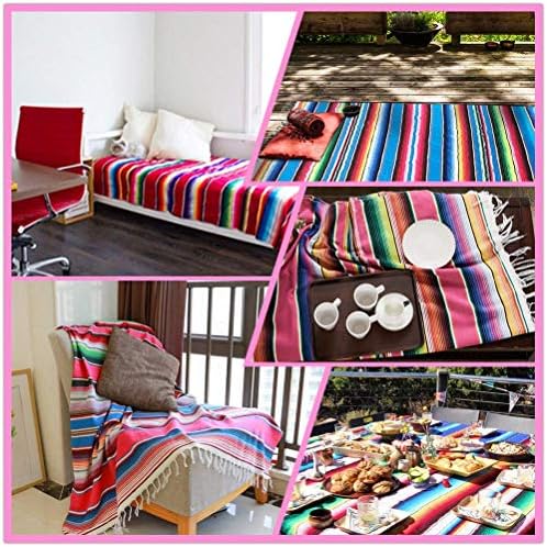 Xplanet 84 X 59 Inch Mexican Serape Blanket Bay Window Blanket, Mexican Tablecloth Bed Blanket Table Cover Tapestry Blanket Picnic Mat for Mexican Party Wedding Decorations Home Decor (NEW Rose Pink)