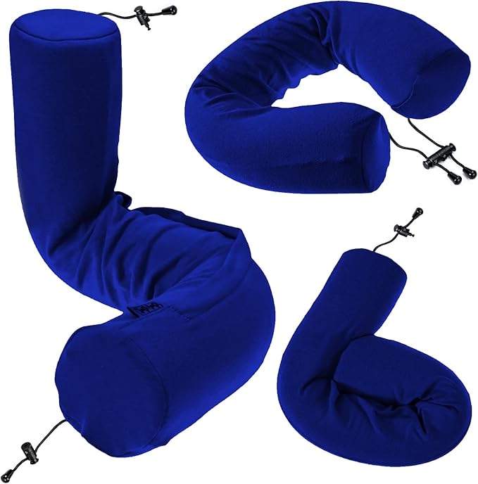 Dot&Dot Twist Memory Foam Travel Pillow for Airplanes - Travel Neck Pillow for Sleeping - Airplane Pillow for Neck Support - Adjustable, Bendable Neck Roll Pillow