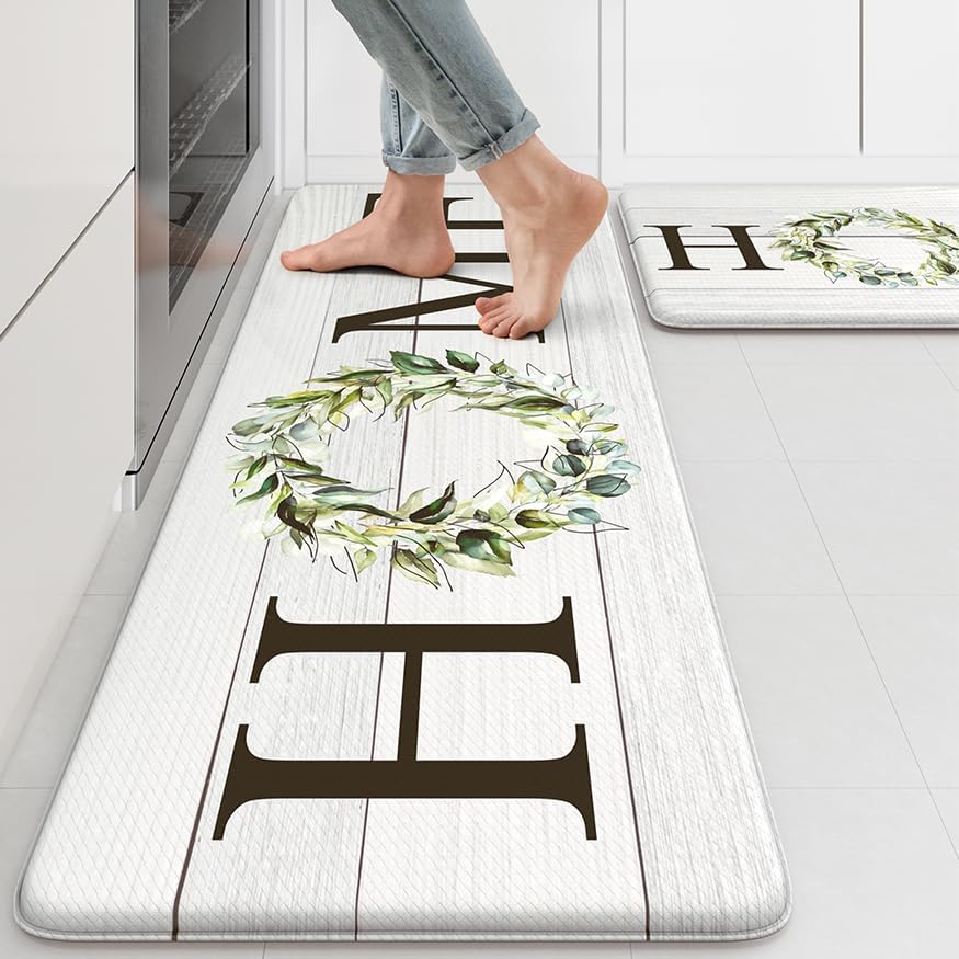 KIMODE Kitchen Mats for Floor Cushioned Anti Fatigue 2PCS Kitchen Rugs
