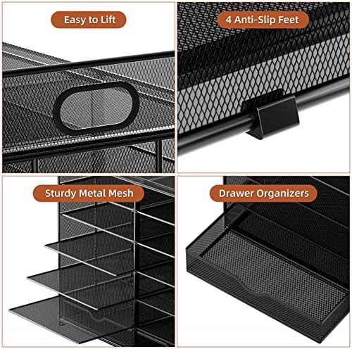 Marbrasse Literature Organizer, Paper Organizer Desk Organizers,Dark Black
