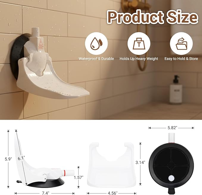 Shower Foot Rest - Shower Foot Rest for Shaving Legs with Powerful Suction Cups, Perfect for Bathroom Shaving, Travel-Friendly, Easy to Install and Carry, Ideal for Women, RV, and Home Use
