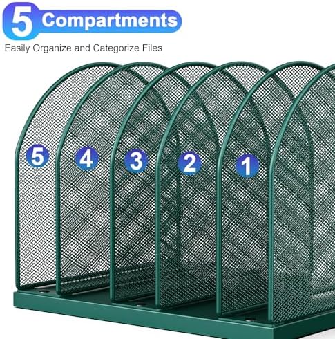 gianotter Desktop File Organizer with 5 Compartments