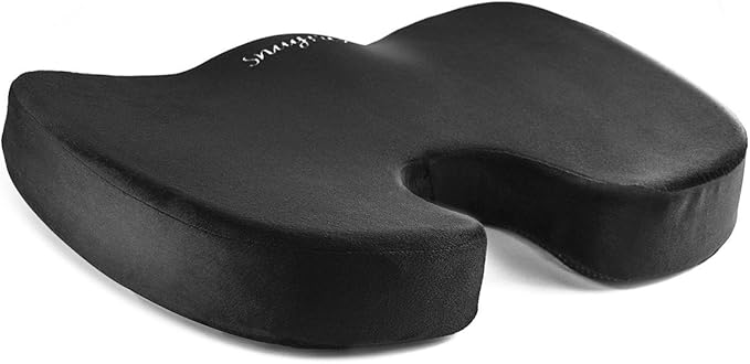 Black Memory Foam Seat Cushion - Sciatica, Back, Hip, and Tailbone Pain Relief, Firm Version, Support for Office Chair, Wheelchair, Car. Non-Slip Orthopedic Coccyx Memory Foam (2 Pack)