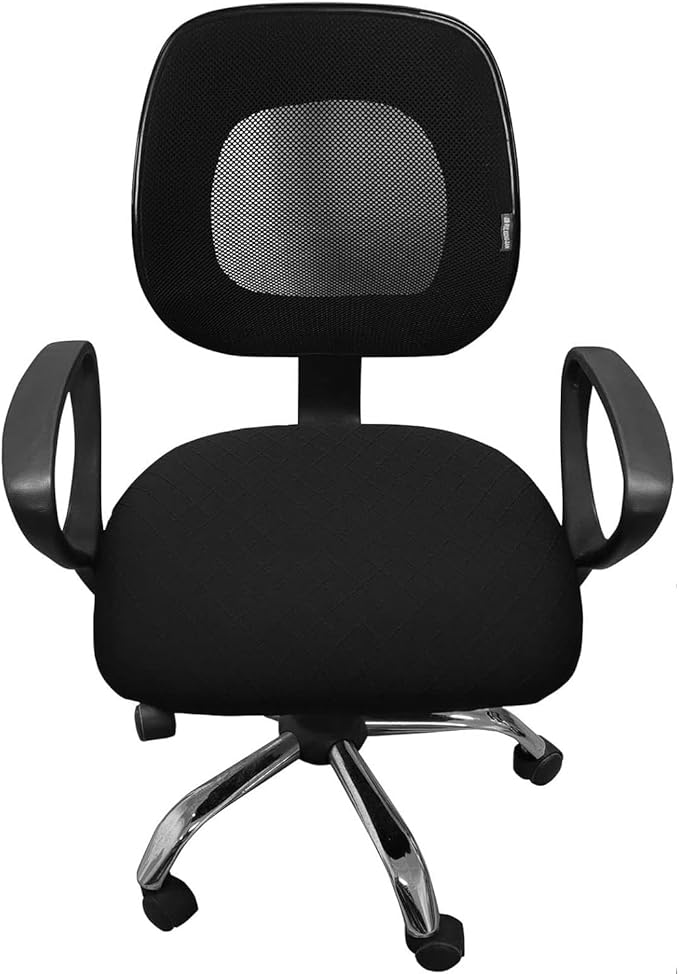 Melaluxe Stretch Jacquard Office Chair Cover, Removable Washable Desk Chair Cover Rotating Chair Seat Slipcover, Black