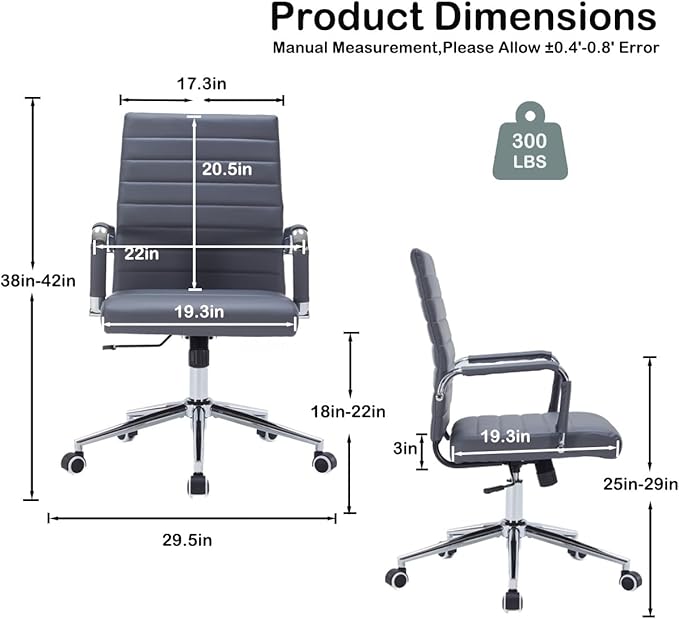 Modern Office Desk Chair (Grey, Mid Back)