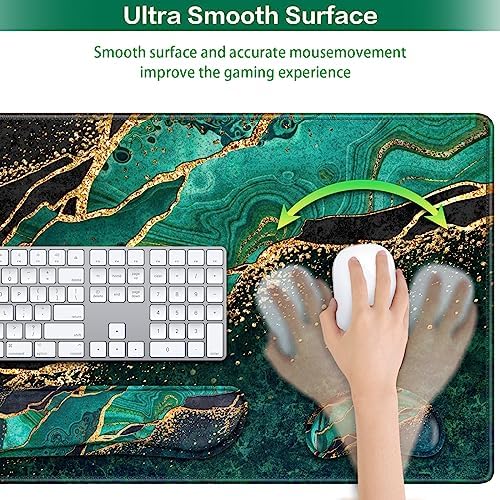 Mouse Pad Green, Desk Mat, Large Gaming Mouse Pad with Wrist Rest 4in1 XXL