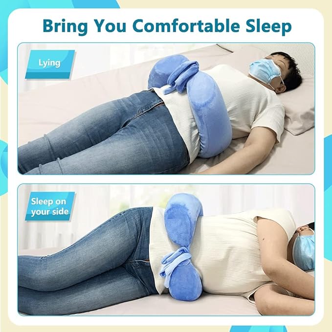 Lumbar Roll Pillow for Sciatica Nerve Pain Sleeping Lower Back Support Scoliosis Waist Pillow for Side Sleeper in Bed & Office Chair Adjustable Straps Lumbar Foam Positioning Pillow (L Size)