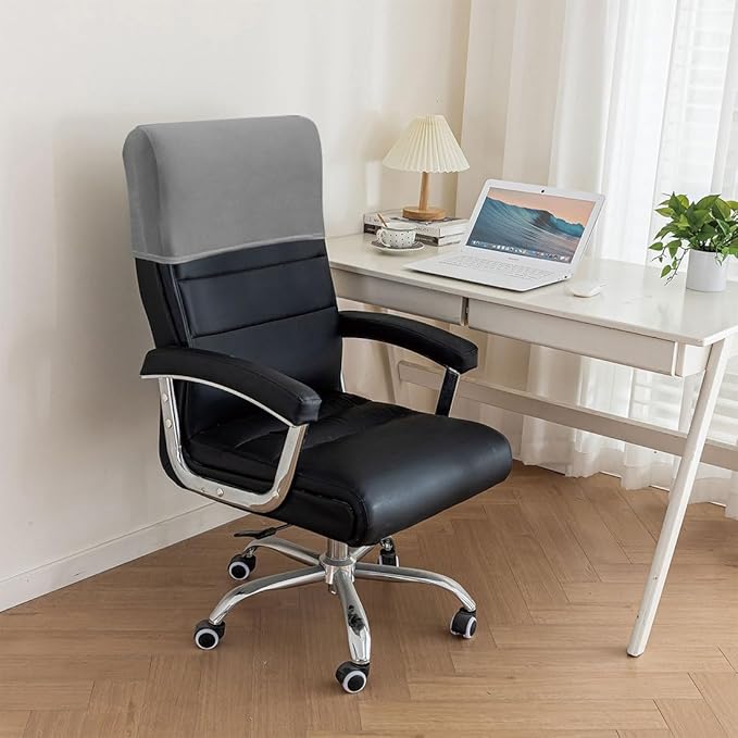 Stretch Office Chair Headrest Cover, Milk Silk Headrest Protector for Office Chairs, Head Rest Covers for High Back Computer Chairs, Furniture, Recliner Chair, 1 Pack, Light Gray