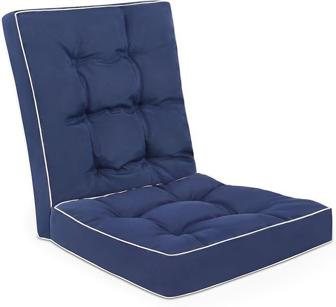 Topotdor Rocking Chair Cushions Indoor, Tufted Rocking Chair Seat Cushion for Patio Furniture, Water Resistant Rocking Chair Pads with Ties for Nursery Balcony Chair, Blue
