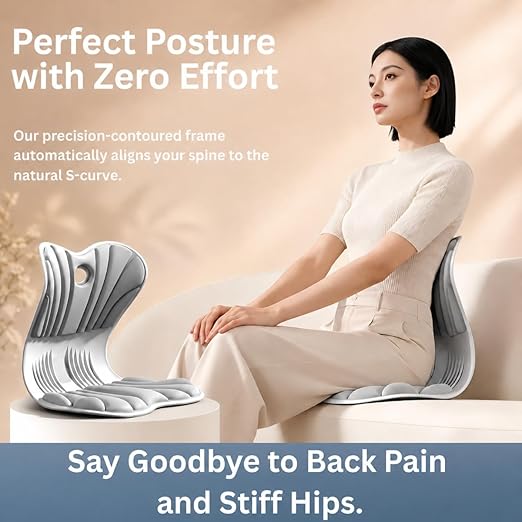 Ergonomic Lumbar Support Cushion for Back Support & Pain Relief | 6-Zone Pressure Distribution Posture Corrector for Office Chair, Car Seat, Desk, etc. | Great Mother’s Day Gift (Gray)