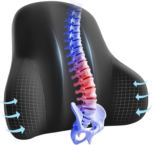 BABUR Lumbar Support Pillow for Car, Ergonomic Memory Foam Support Pillow for Lower Back Pain Relief, Washable Cover, Lumbar Cushion for Driving Seat, Fits Most Cars | Black