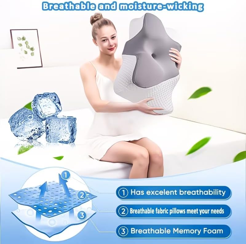Cervical Neck Pillow for Pain Relief, Cooling Memory Foam Pillows for Sleeping, Ergonomic Side Sleeper Pillow for Neck Support,Deep Sleep Contour Pillow Orthopedic Bed Pillow for Back Stomach Sleepers