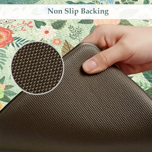 KIMODE Anti Fatigue Mats for Kitchen Floor Green Farmhouse Kitchen Rugs