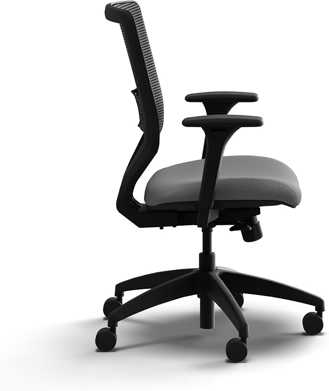 HON Solve Office Chair, Ergonomic Office Chair Mesh Back Support, Adjustable Lumbar Support, Height Adjustable Arms, Black Frame, Frost