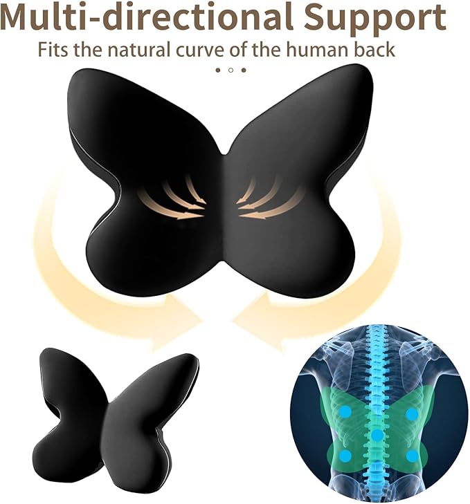 Ergonomic Back Cushion for Lower Pain Relief, Momery Foam Back Pillow, Lumbar Support for Office Chair Back Support for Computer Chairs, Gaming,Home - Working,Removable & Washable Cover（Black）